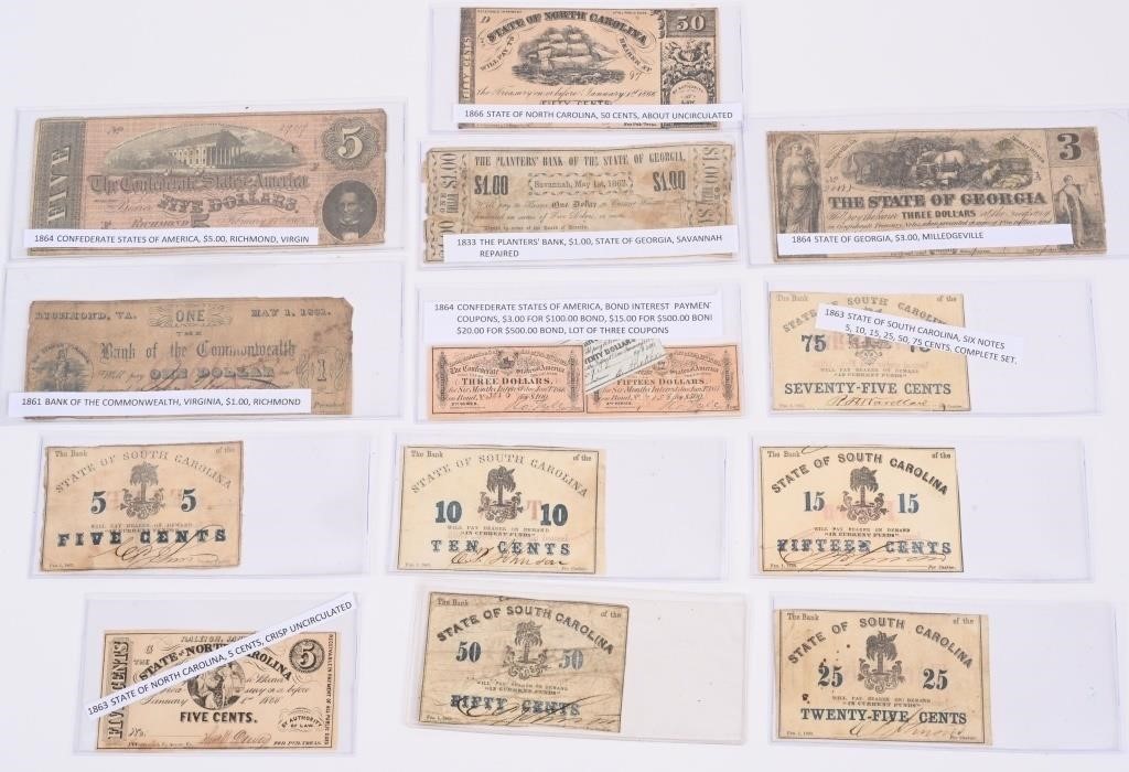 CONFEDERATE CURRENCY and BOND LOT