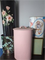 Collection of 5 Vintage Metal Laundry/Waste Bins