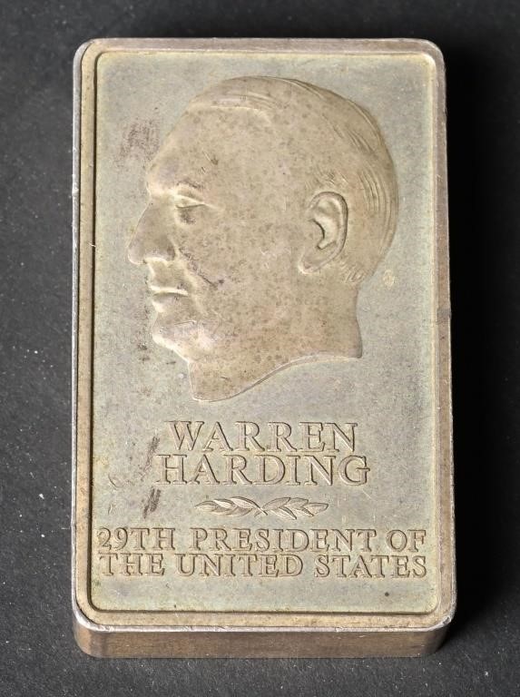 10.4 TROY OZ STERLING SILVER INGOT Warren Harding
