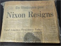 1974 'Nixon Resigns' Washington Post