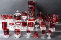 1893 Columbian Exposition 21 Pc RUBY FLASHED GLASS