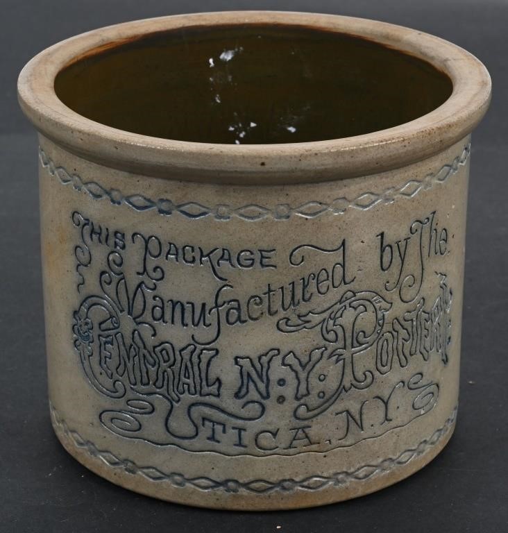 1893 World's Fair STONEWARE BUTTER CROCK Utica