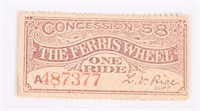 1893 Columbian Exposition FERRIS WHEEL TICKET
