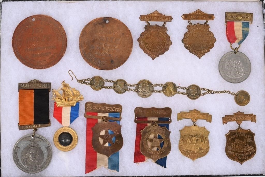 1893 Columbian Exposition 12 BADGES & FOBS