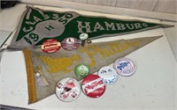 1950 Hamburg HS Pennant Philies Pennant, Pinback B