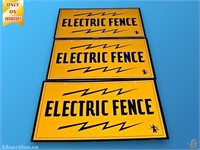 (3) Electric Fence Signs New Old Stock