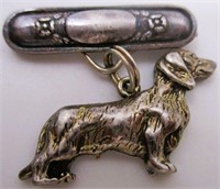 Signed Dee .925 Sterling Silver Dachshund Pin
