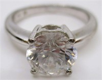 Signed SAI .925 Sterling Silver Round Cut CZ Ring