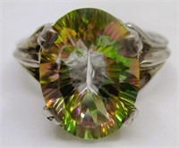 Signed .925 Oval Cut 7ct Golden Mystic Topaz Ring
