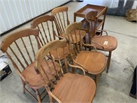 6 wooden chairs & table