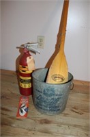 2 Fire Extinguishers, Paddle & Minnow Bucket