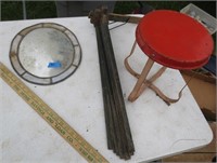Wall clothes dryer, vintage stool, mirror
