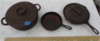 3 cast iron pans