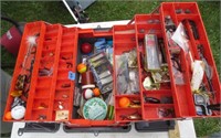Fishing tackle box with supplies