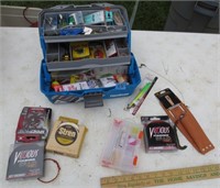 Fishing tackle box with supplies