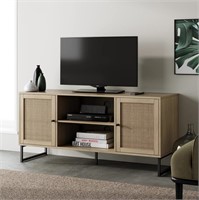 Media Console with a Natural Oak Wood Finish