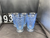 $5 Vintage Indiana White Hall Blue Cubists Glasses