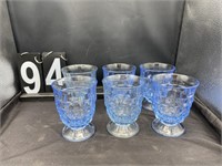 $6 Vtg. Indiana White Hall Blue Cubists Glasses