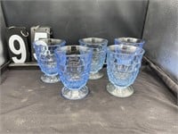 $5 Vtg. Indiana White Hall Blue Cubists Glasses