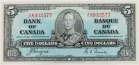 1937 Canada $5 Note UNC