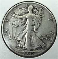 1943-S USA 90% Silver Walking Liberty  Half Dollar