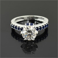 APPR $950 Moissanite Ring 1.5 Ct 925 Silver