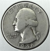 1946 USA 90% Silver Washington Quarter