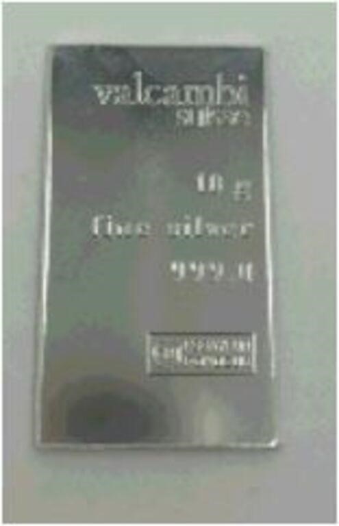 .999 Silver Bars 10g Valcambi Suisse
