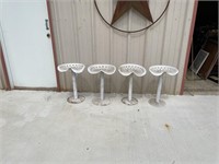 Four Iron Chippy White Tractor Seats on Base