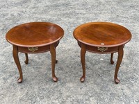 CLEAN PAIR OF END TABLES - 24 INCH DIAMETER BY 21