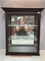 NICE WOODEN GLASS DISPLAY CABINET - 23 X 9 X 27