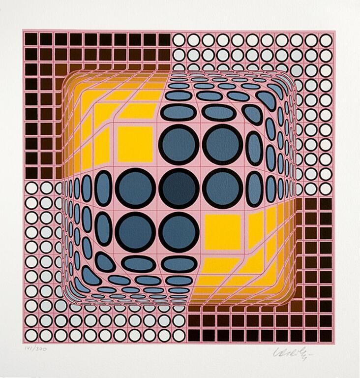 Victor Vasarely- Original Serigraph "Pink Composit