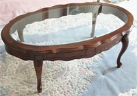 Vintage Glass Top Coffee Table 45 W 27 D 16 T