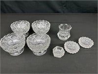 Press, glass, Barry bowls with three Salter and