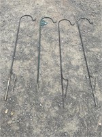 4 CAST PLANT GARDEN HOOKS - 64 INCHES TALL