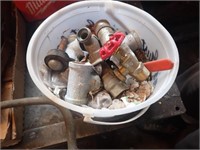 Pail w/ Brass & Galv. Fittings, Faucet Valves,
