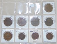 8 Canadian Tokens, New Brunswick Cent: 1850, 52,