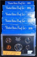5 1970-S U.S. Proof Sets 40% Silver Kennedy Half D