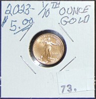 2023 1/10th Ounce Gold $5 Eagle BU.