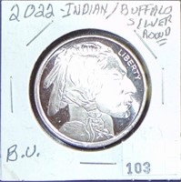 2022 Indian/Buffalo Silver Round .999 Ounce.