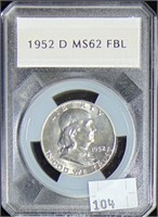 1952-D Franklin Half Dollar FBL (Key).