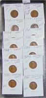 14 Lincoln Cents: 1909, 09 VDB, 1913, 14, 19-S, 20