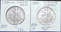 1939, 1940 Liberty Half Dollars MS+-MS+. Wow!