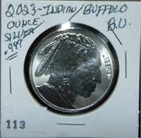 2023 Indian/Buffalo Silver .999 Ounce BU.