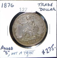 1876 Trade Dollar EF.