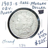 1903-S Morgan Dollar, Obverse Punch. Rare.
