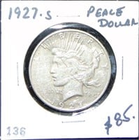 1927-S Peace Dollar VF.