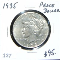 1935 Peace Dollar EF+ (last year).