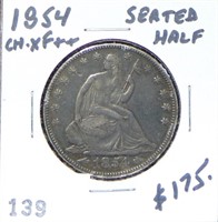 1854 Seated Half Dollar EF+. Nice!