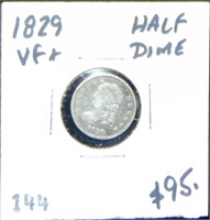 1829 Half Dime VF+.